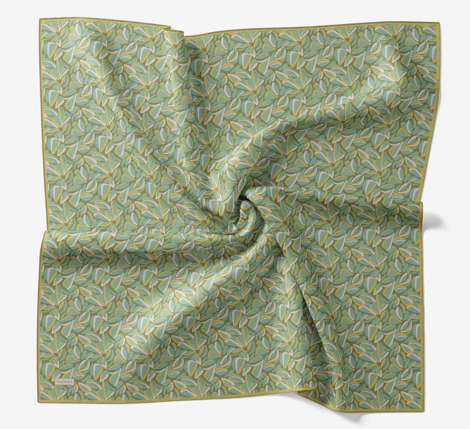 Silk Home Soft Eşarp Haki Mint Geometrik Desen
