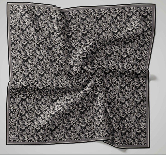 Silk Home Soft Eşarp IST 04472 - 09 Gri - Siyah Çiçek Desen