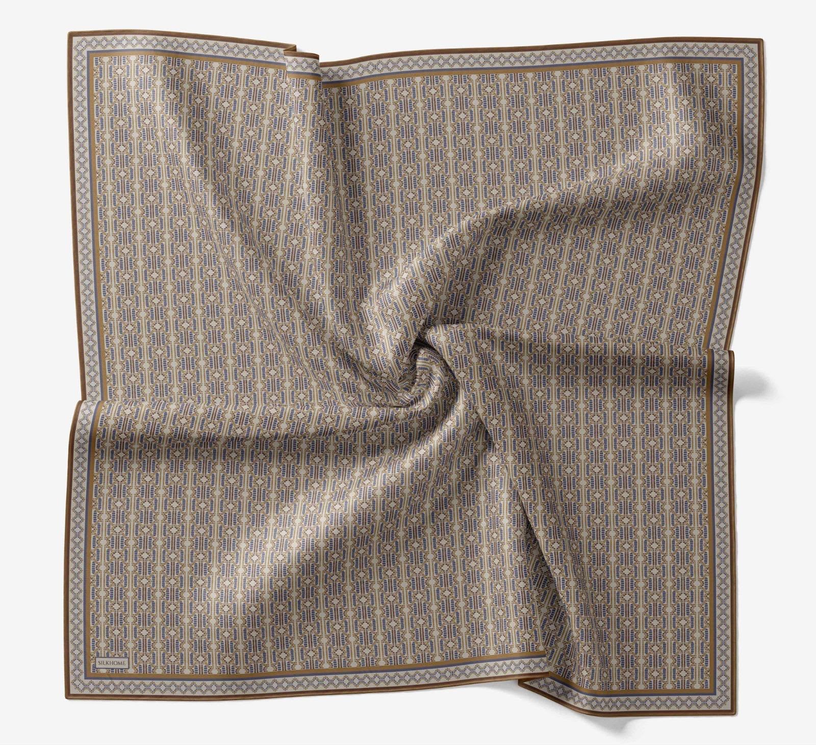 Silk Home Soft Eşarp Karamel Kahve Geometrik Desen