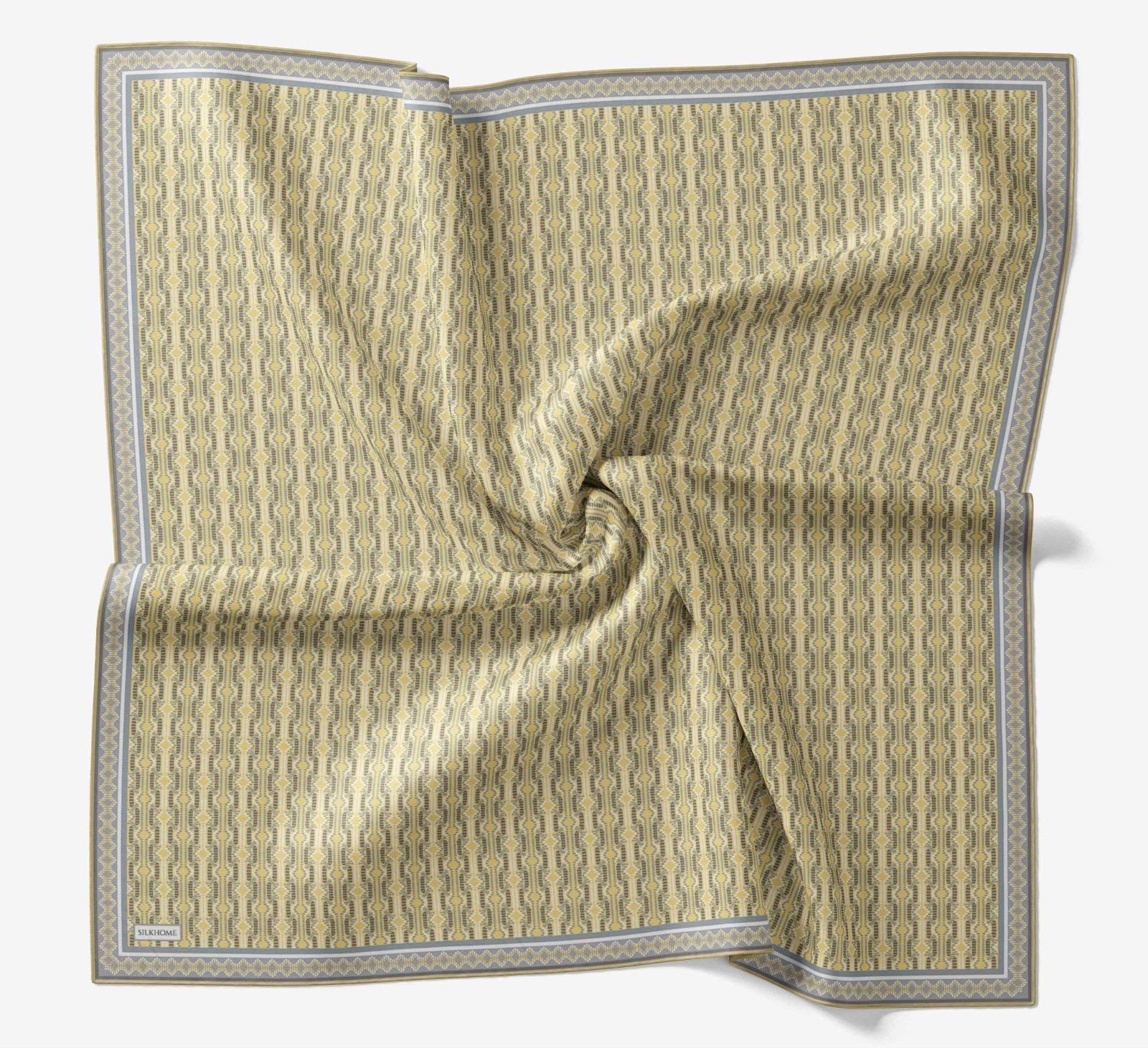 Silk Home Soft Eşarp Sarı Geometrik Desen