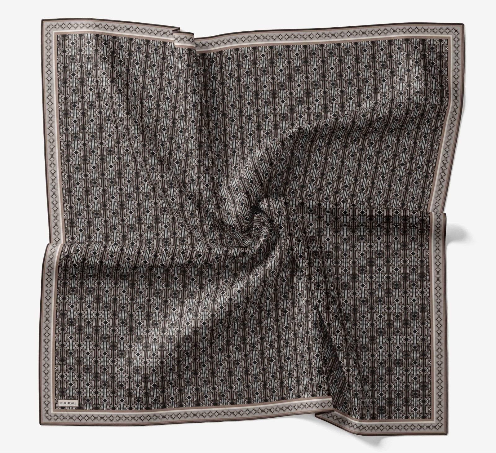 Silk Home Soft Eşarp Siyah Vizonı Geometrik Desen