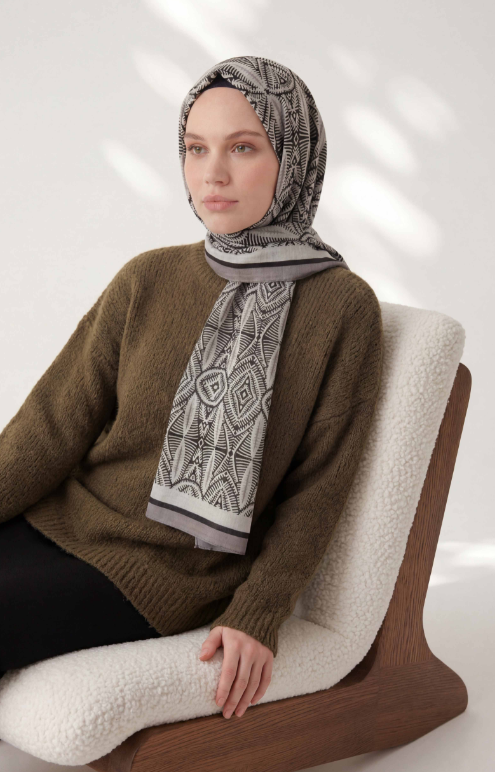 Silk Home Soft Şal IST 481001-17 Siyah - Vizon Urban Nature Desen