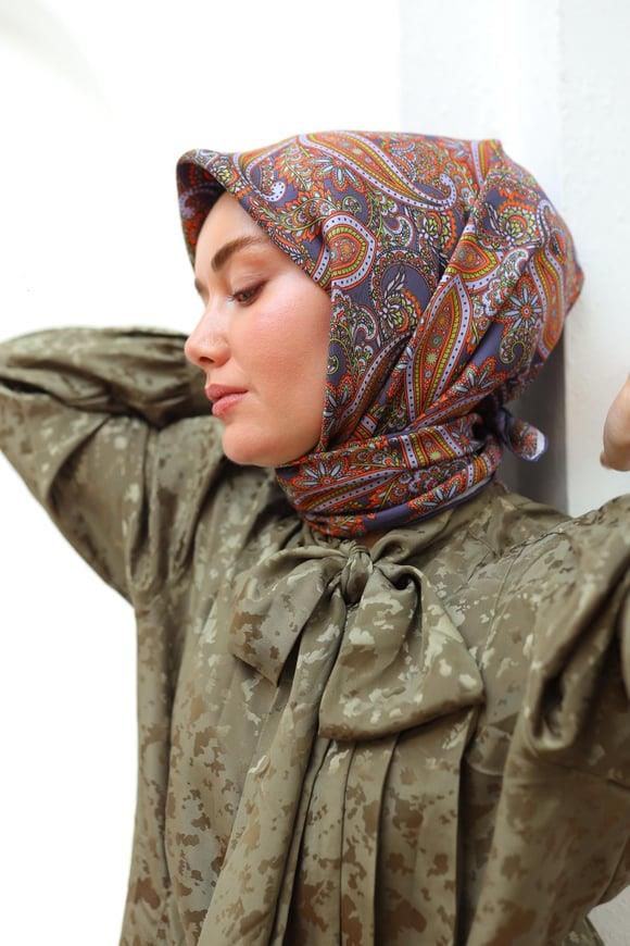 Silk Home Sura Saf İpek 11455 - 42 Lila Etnik Desen