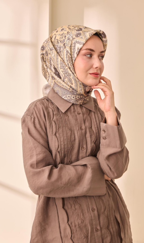 Silk Home Tivil İpek Eşarp IST 11476 - 49 Yeşil Etnik Desen