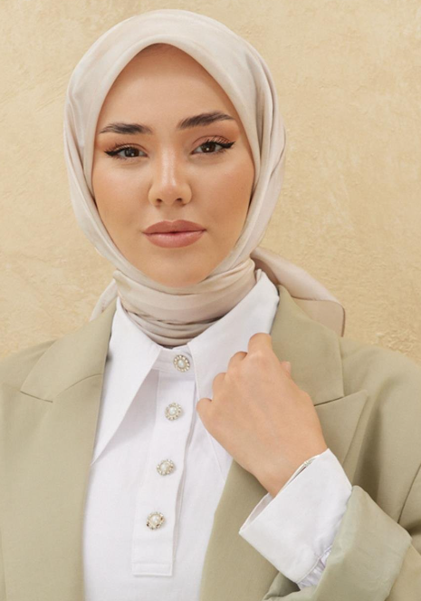 Silk Home Tivil Polyester Eşarp IST 11343-09 Bej Düz Desen