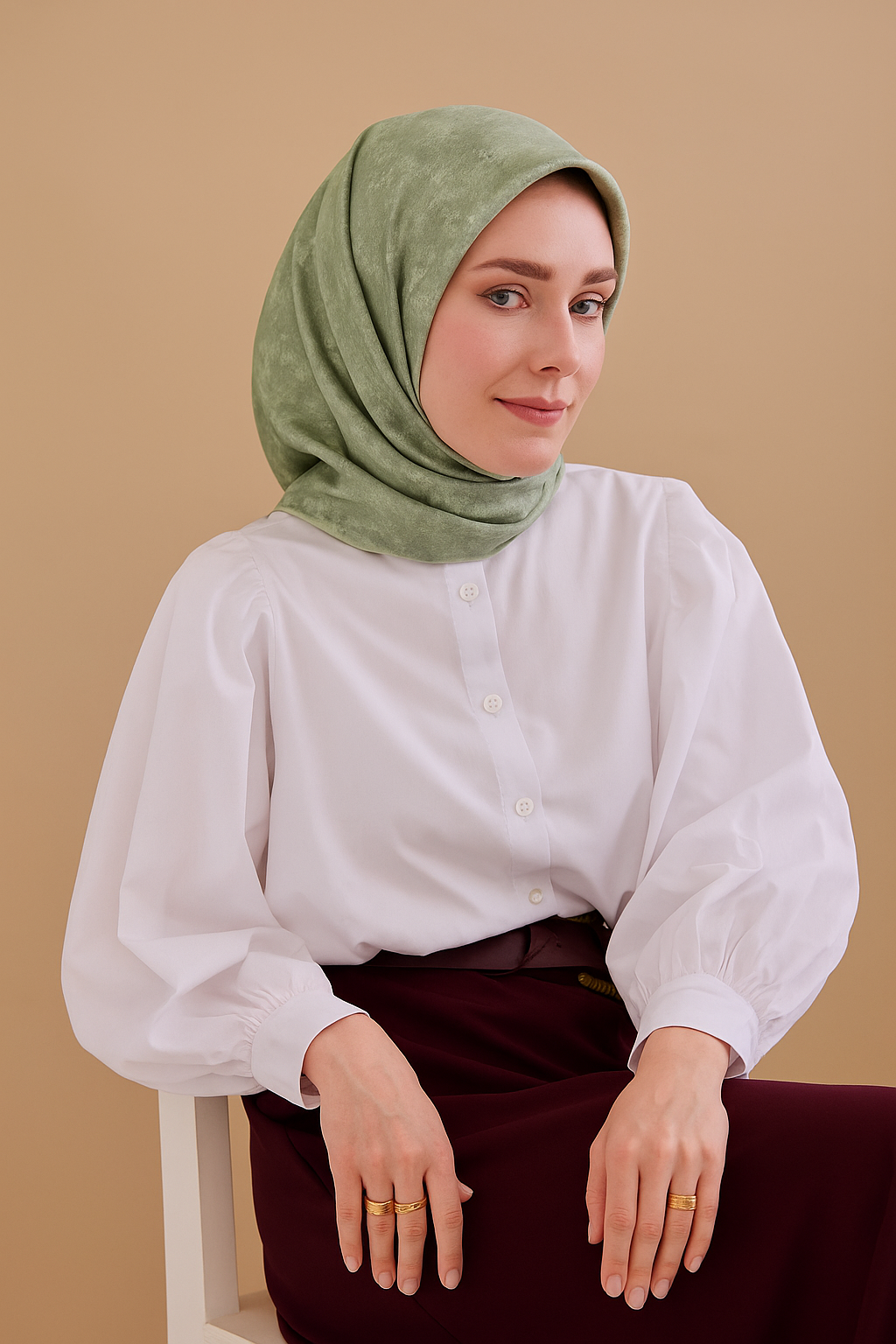 Silk Home Tivil Saf İpek 11487 - 52208  Açık Yeşil Armürlü Desen