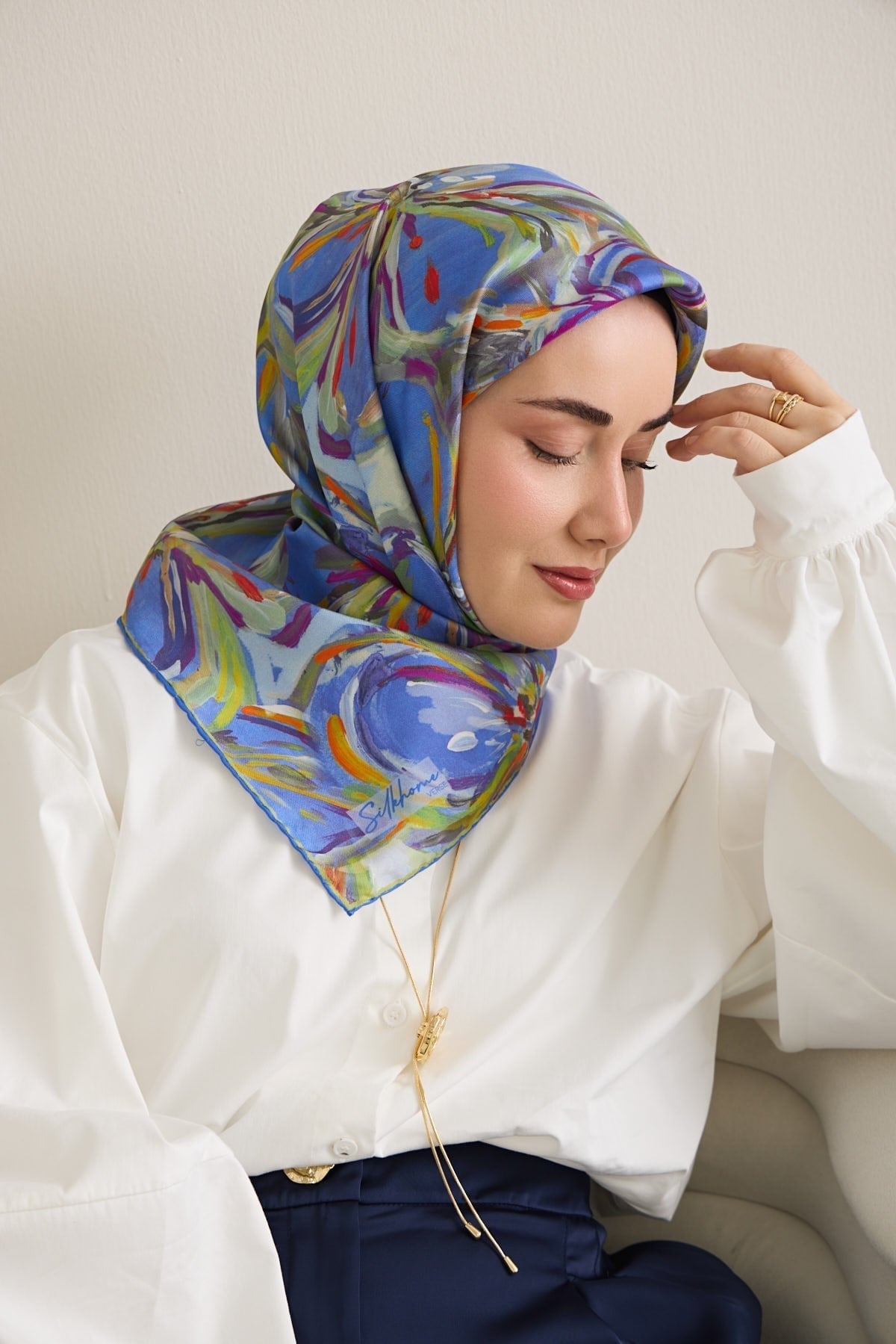 Silk Home Tivil Saf İpek 11501 - 01 Leylak Çiçek Desen