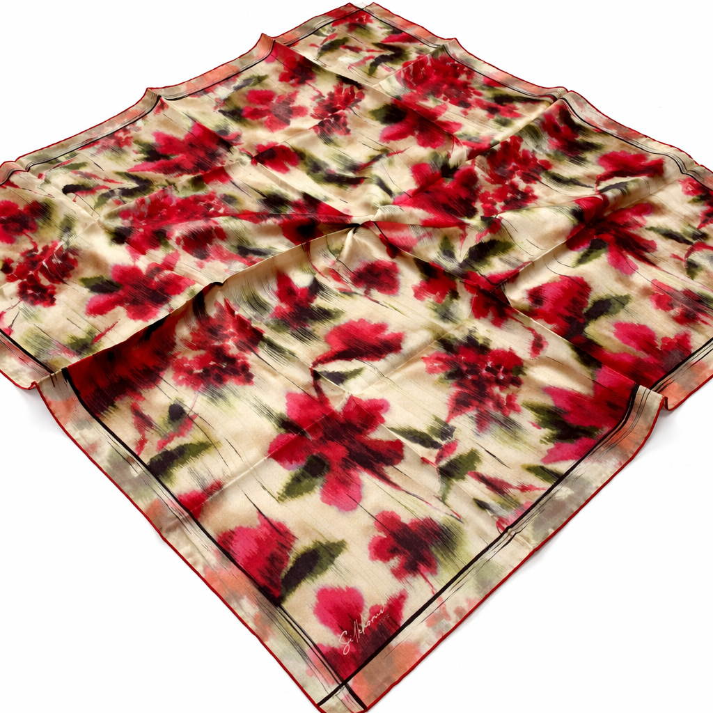 Silk Home Tivil Saf İpek 11502 - 05 Kırmızı Soyut Desen 