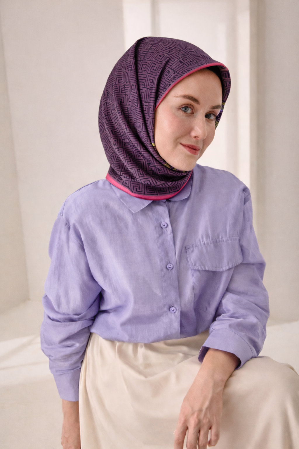 Silk Home Tivil Saf İpek 52449 Pembe Mor Çizgi Desen