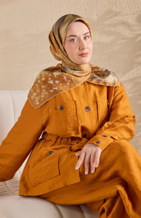 Silk Home Tivil Saf İpek IST 1152-12 Bloom Taba Desen 