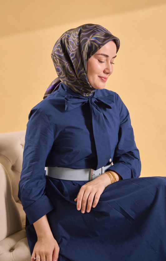 Silk Home Tivil Saf İpek IST 11522 - 06 Koyu Haki Line Desen 