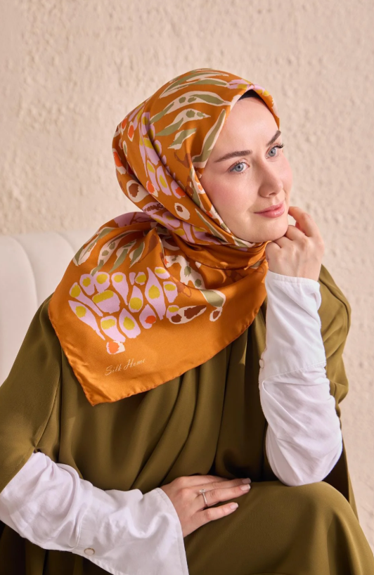 Silk Home Tivil Saf İpek IST 11531 - 04 Koyu Turuncu Mercan Desen 