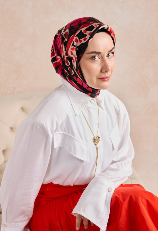 Silk Home Tivil Saf İpek IST 11531 - 17 Kırmızı Mercan Desen 