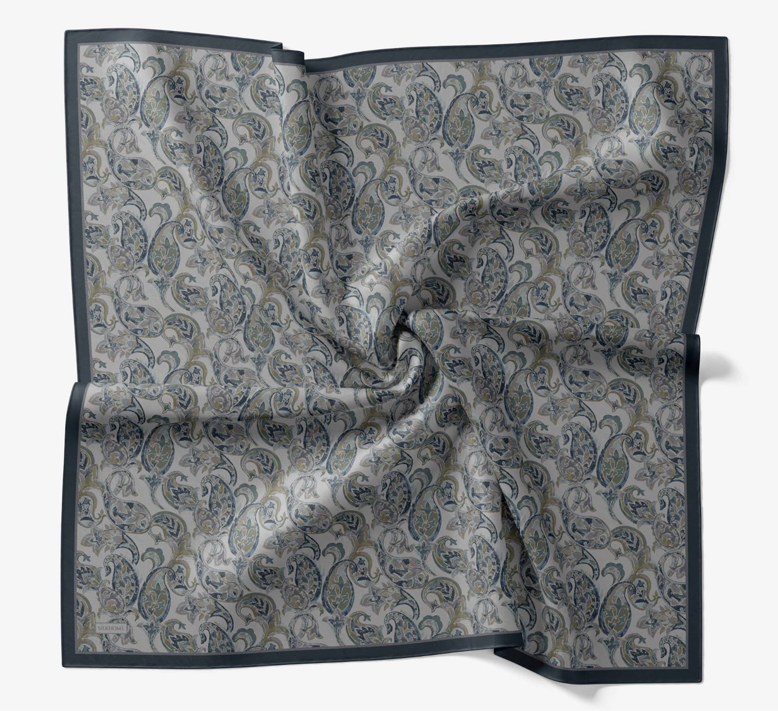 Silk Home Velora Eşarp IST Lacivert - Gri Etnik Desen