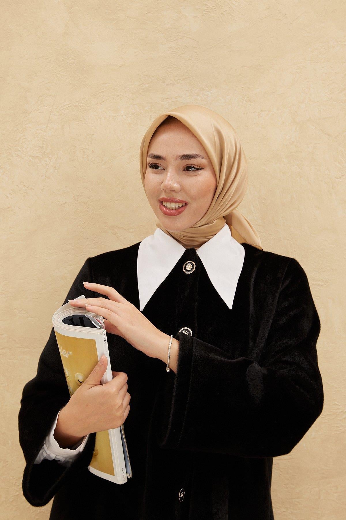 Silkhome Shiny Koyu Bej Işıltılı Eşarp 32739