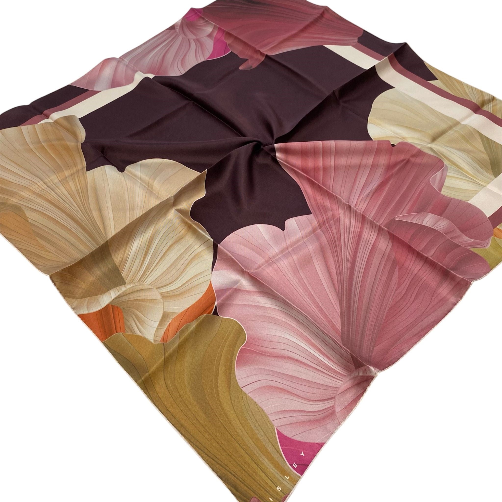 Sisley Tivil Saf İpek Eşarp Mürdüm Batik Desen 2029 - 016