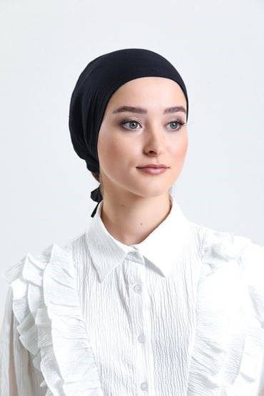 Siyah Dikişli Penye Bone