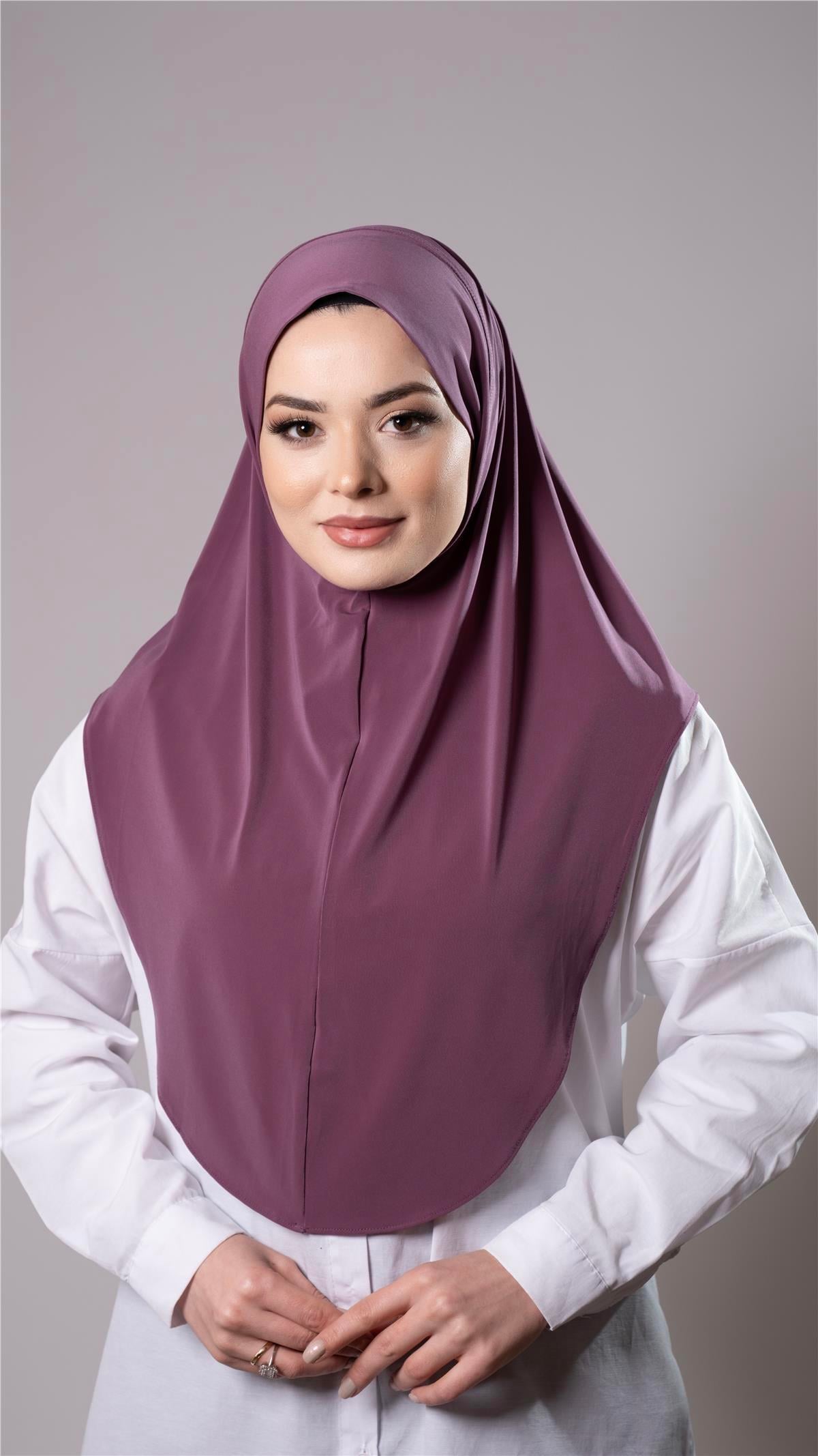Violet Pratik Hazır Geçmeli Tesettür Eşarp Sandy Kumaş Düz Hijab 2308_21