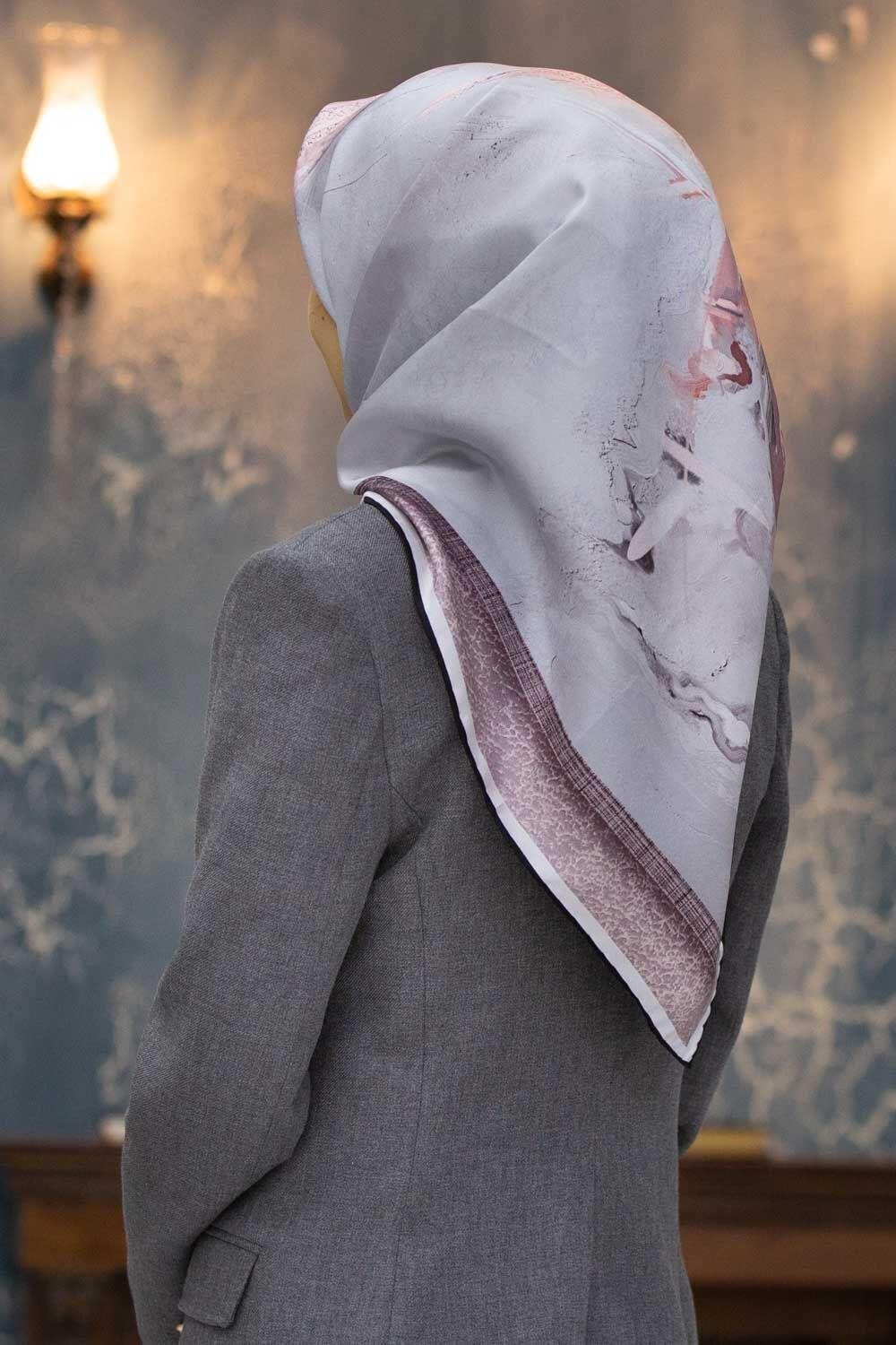 Vissona Gri Somon Modern Tivil İpek Şal Elegance Collection