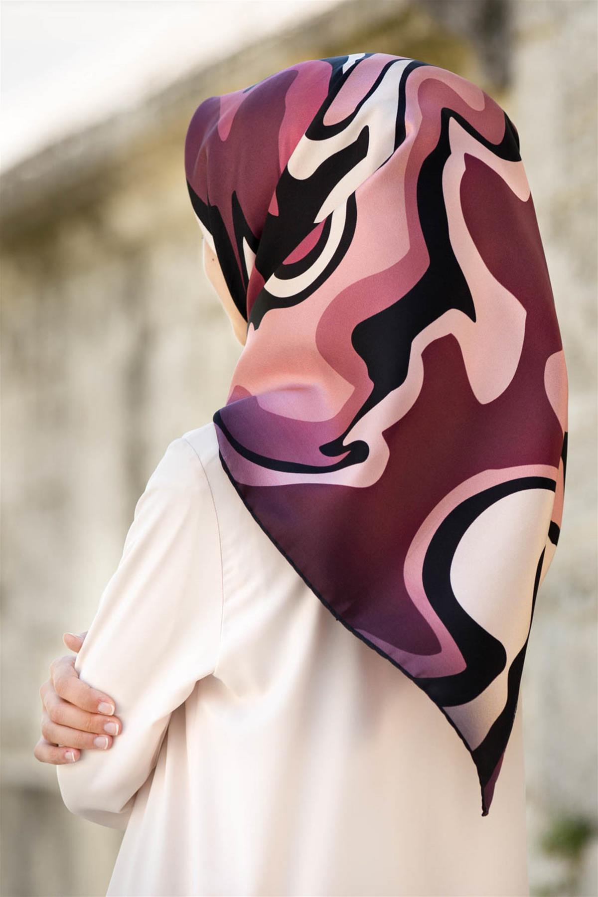 Vissona Zarif Gül Desenli Şık İpek Eşarp