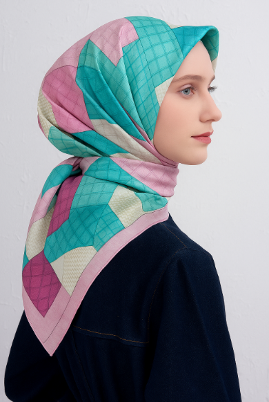 Vissona Tivil İpek Eşarp 50120 - 0024 - 0043 Pembe Kırçıllı Desen