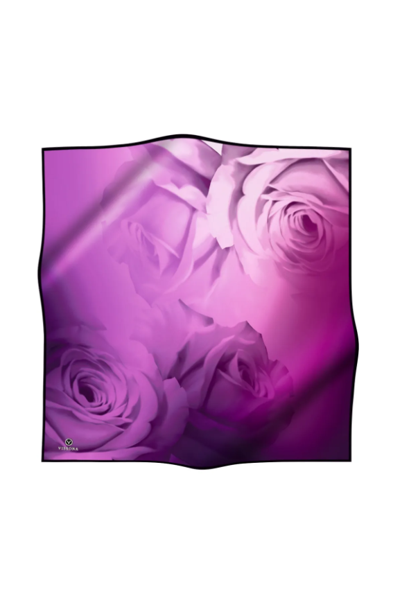 Vissona Tivil Mor - Pembe Renkli İpek Eşarp IST14292-0020-0026 Geometrik Desen
