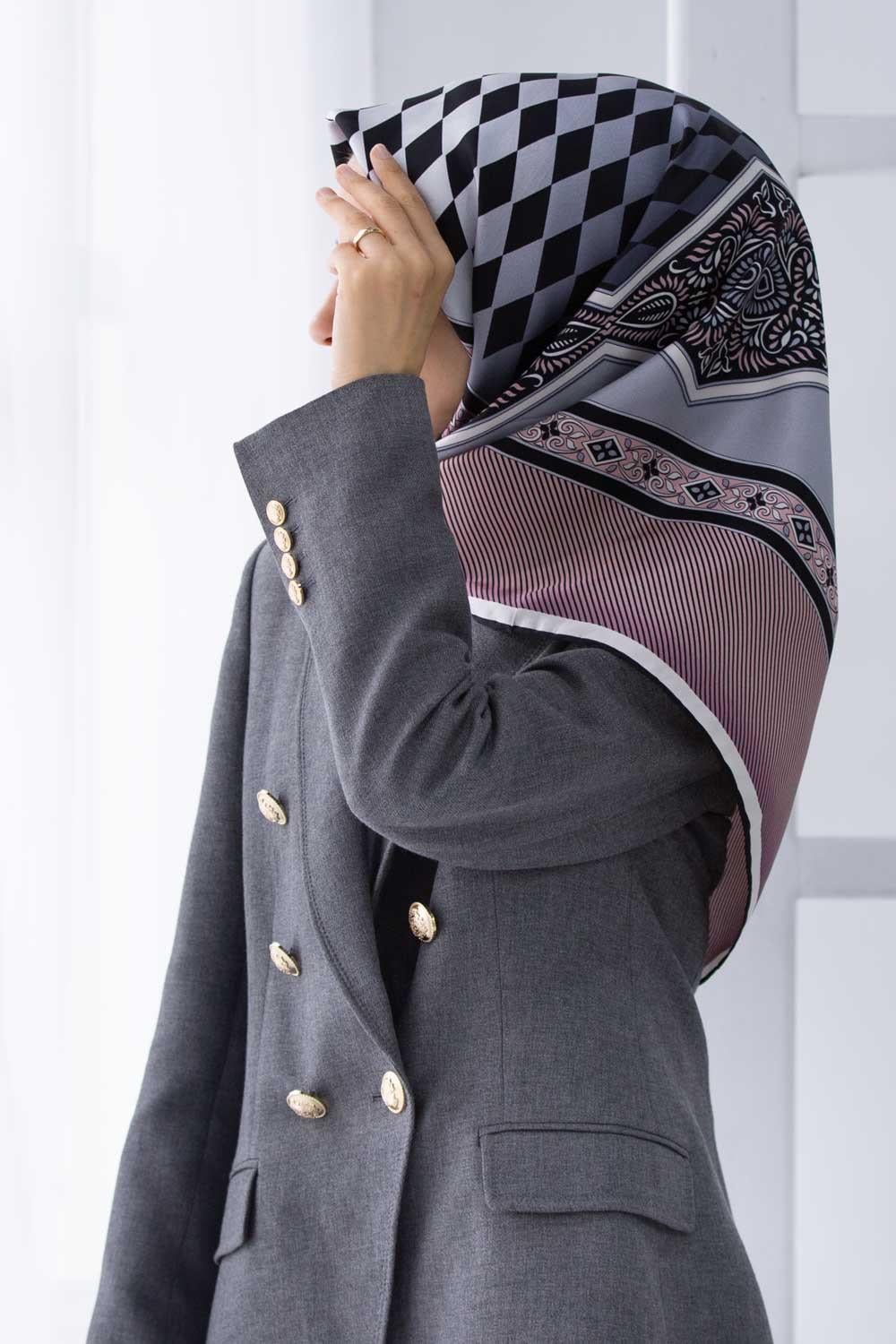 Vissona Tivil Pudra Gri İpek Eşarp 51334-0019-0028