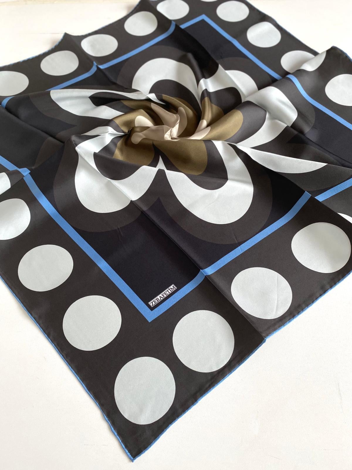 Zerafetim Tivil İpek Eşarp 47259 Siyah Karışık Desen