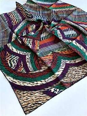 Aker Defolu Sura İpek Eşarp 50227 Siyah Karışık Desen