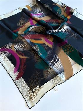 Aker Defolu Sura İpek Eşarp 50228 Siyah Karışık Desen