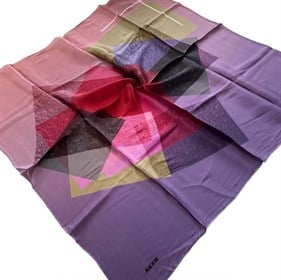 Aker Defolu Sura İpek Eşarp 54642  Lila Geometrik Desen 