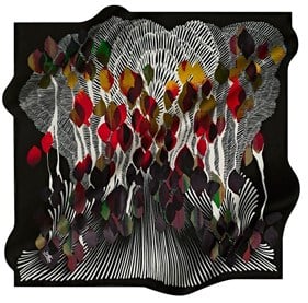 Aker Polyester Eşarp 8559795 971 Siyah Yaprak Desen