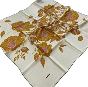 Aker Sura İpek Eşarp Krem Sarı Çiçek Desen 7194701 - 311