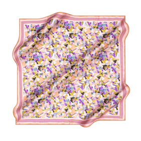 Aker Sura İpek Eşarp Pembe Çiçekli Desen