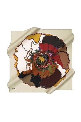 Aker Sura İpek Eşarp Yeşil Soyut Desen