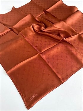 Armine Jakarlı İpek Eşarp 3368-191250 Kiremit Monogram Desen