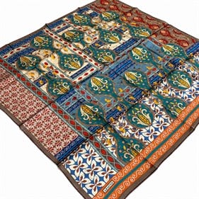 Armine Nostalji Sura İpek 1323 - 09 Koyu Vizon - İndigo Mavisi  Karışık Desen