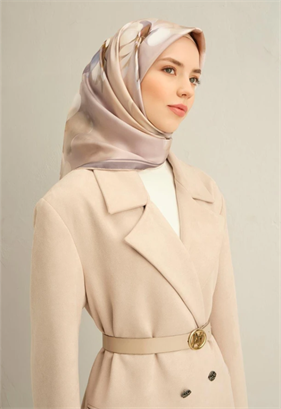 Armine Nostalji Sura İpek Eşarp IST 9305-06  Gri Çiçek Desen