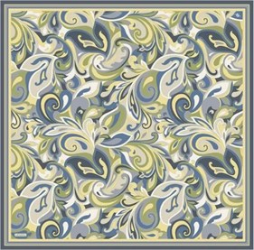 Armine Nostalji Sura Saf İpek Eşarp 9323 80 Mavi Sarı Karışık Desen