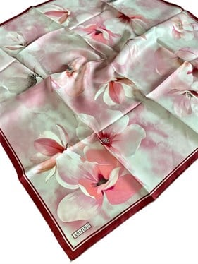 Armine Sura İpek Eşarp 9305 - 86 Pembe Çiçek Desen 