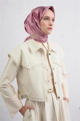 Armine Sura Saf İpek Eşarp 9413-06 Pembe Karışık Desen