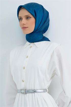 Armine Sura Saf İpek Eşarp 9511 - 81 Mavi Soyut  Desen