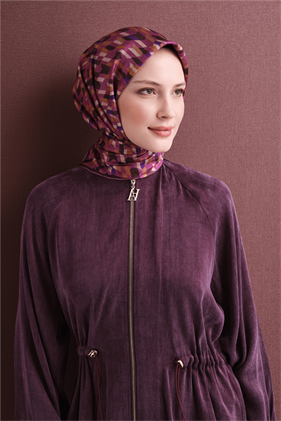 Armine Sura Saf İpek Eşarp 9623 86 Pembe Kazayağı Desen 