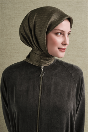 Armine Sura Saf İpek Eşarp 9625 32 Yeşil Slogan Desen 