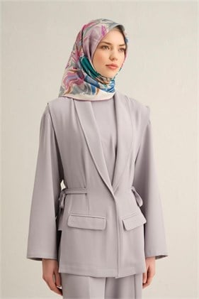 Armine Tivil İpek Eşarp 9337 - 06 Mint Yeşili Mor Karışık Desen 