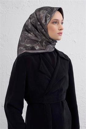 Armine Tivil Saf İpek Eşarp 9409-07 Gri Karışık Desen