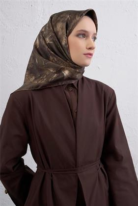 Armine Tivil Saf İpek Eşarp 9409-84 Koyu Yeşil Karışık Desen