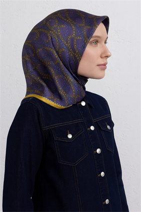 Armine Sura Saf İpek Eşarp 9410 - 58 Füme Karışık Desen