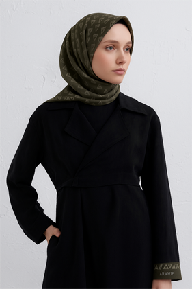 Armine Tivil Saf İpek Eşarp 9412 - 83 Yeşil Karışık Desen