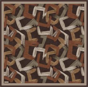 Armine Tivil Saf İpek Eşarp 9413-35 Kahve Rengi  Pembesi Karışık Desen 